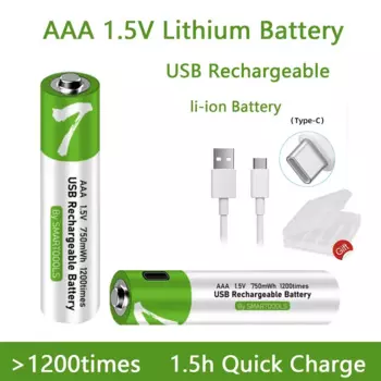 Перезаряжаемая батарея AAA 1,5 в, батарея Aaa Usb Type-c с прямой зарядкой, подходит для игрушек с дистанционным управлением и т. Д., аккумуляторная батарея Usb