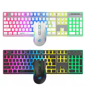 Перезаряжаемая беспроводная клавиатура пудинг мышь комбо набор 2,4G USB RGB клавиатура с подсветкой и игровой набор мышей для дома и офиса