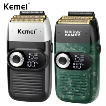 Перезаряжаемый триммер для бороды от Kemei, бритвенный станок для мужчин, моющаяся бритва с двойной сеткой и возвратно-поступательным движением, 5 Вт