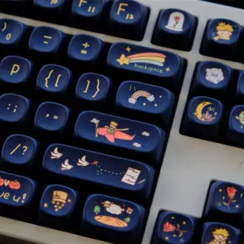Персонализированная механическая клавиатура Little Prince с милым мультяшным колпачком голубого цвета с сублимационной печатью