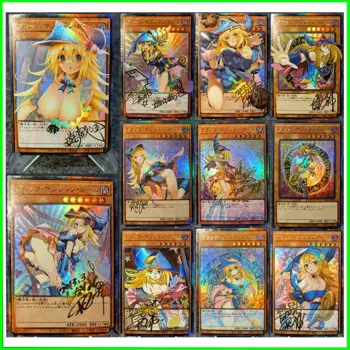 Персонажи аниме Yu-Gi-Oh, коллекционные открытки «сделай сам», лазерная флеш-карта волшебника красного, темного цвета, игрушки для мальчиков, подарки на Рождество и день рождения