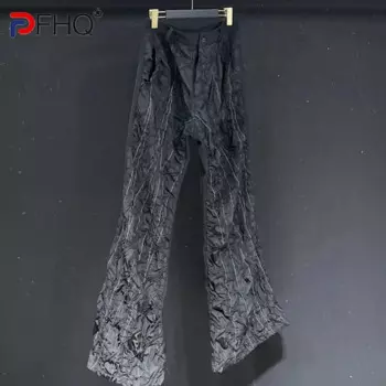 PFHQ Мужские темные брюки со свободной текстурой, высококачественная красивая уличная одежда с карманами, летние прямые мужские брюки 21Z4465