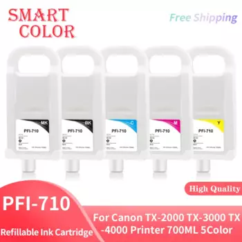 PFI-710 PFI710 PFI 710 многоразовый картридж с постоянным чипом для принтера Canon TX-2000 TX-3000 TX-4000, 700 мл, 5 цветов/набор