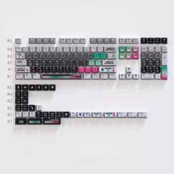 PIIFOX структура PBT ядерная энергетика OEM профиль прозрачный 5-сторонний теплоотдача полупрозрачная DIY пользовательская клавиатура 129 колпачков