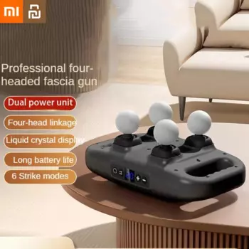 Пистолет Xiaomi Youpin Fascia с четырьмя головками, профессиональный массаж расслабления мышц, беспроводной глубокий высокочастотный домашний вибратор с ЖК-дисплеем