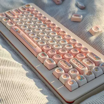 Piwidesign Little Bear Pbt термосублимационная клавиатура прозрачная моа персонализированная тема Маджонг музыкальная Hi-Fi клавиатура маленький медвежонок