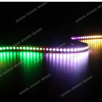 Пиксельная Светодиодная лента WS2812 RGB, не водонепроницаемая, ip, 22, 5 м, 5 В, Светодиодная лента, 144 СВЕТОДИОДА/м, встроенная ИС, белая/черная печатная плата с RoHS/CE