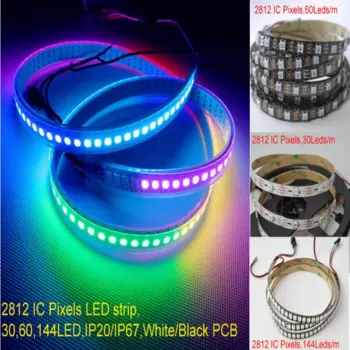 Пиксельная светодиодная Пиксельная лента WS2812B 5050 RGB 5 м 5 м/рулон 30 60 72 144 светодисветодиодный s/M индивидуальная адресная 5 в IP20 IP67