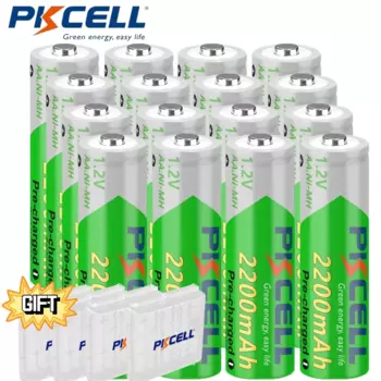 Pkcell 16 шт., 2200 мАч, LSD Ni-MH AA, 1,2 В, аккумуляторная батарея, подходит для дистанционного управления MP3, светодиодный фонарик, игрушка