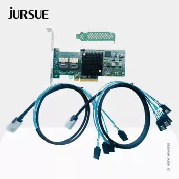Плата RAID контроллера LSI 9208-8i(9207-8i), 6 Гбит/с, 8 портов, SAS IT Mode, PCI-E 3,0, карта расширения + кабель SFF8087 для SATA