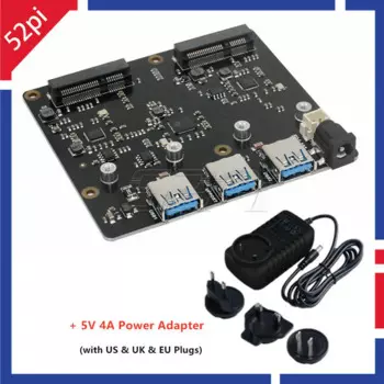 Плата расширения для SSD-накопителя 52Pi X852 Dual MSATA USB 3,0, плата расширения для Raspberry Pi 1, модель B +/2 /3 (B PLUS)