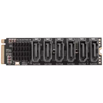 Плата расширения M.2 MKEY PCI-E, плата расширения M.2 NVME на SATA3.0 PCIE на SATA 6Gpbsx6-Port, ASM1166