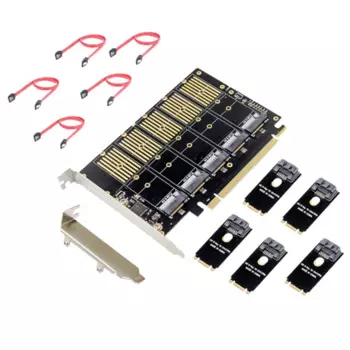 Плата расширения Pcie X16 на 5 портов M2 NGFF B-Key SATA, адаптер 6 Гбит/с, дополнительная 5X B-Key SSD или SATA жесткий диск на ноутбук и ПК