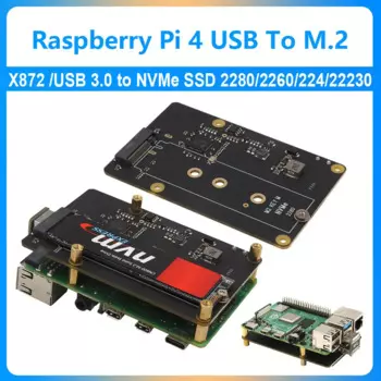 Плата расширения Raspberry Pi 4 USB3.0 к M.2 NVMe SSD X872 NAS с поддержкой размера SSD 2280/2260/2242/2230