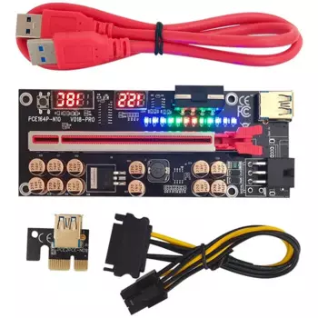 Плата расширения VER018 PRO PCI-E, кабель USB 3,0, кабель 018 PLUS, PCI Express, 1X до 16X, адаптер PCIe для майнинга BTC (красный)