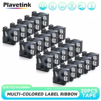 PLAVETINK 20 шт. 45013 45010 лента для этикеток D1 45013 картридж, совместимый с Dymo LabelManager Writer Maker 280 160 260P 45012 45018