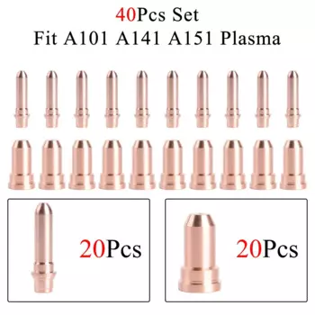 Плазменный длинный электрод PR0116, 40 шт., длинный наконечник сопла PD0117 1,4 мм/1,7 мм/1,9 мм, подходит для Trafimet A90 A101 A141 A151