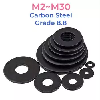 Плоские шайбы из стали GB97 8.8 черные M2-M30