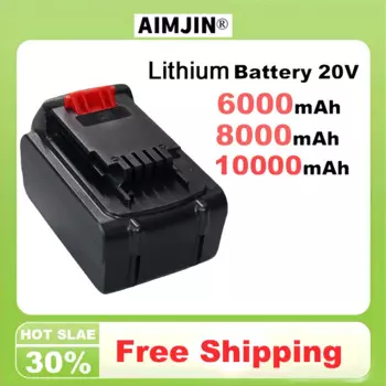 Подходит для литий-ионных аккумуляторов Black & DECKER, электроинструментов, 20 в, 6000 мАч, 8000 мАч, 10000 мАч