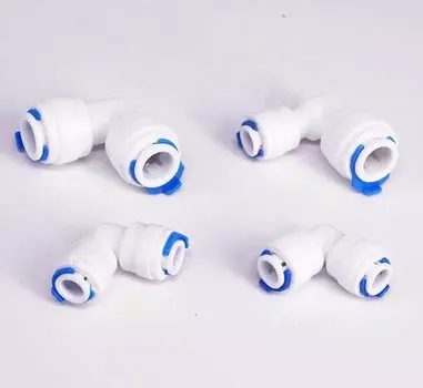 Пластиковый угловой переходник для труб 1/4" и 3/8"