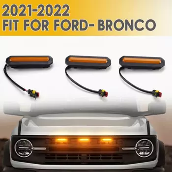 Подходящая для Ford Bronco 2021 2022 2/4 дверная основа и черный бриллиант 3 шт./комплект Передняя зеркальная решетка гриль янтарные лампы комплект автомобильных запчастей