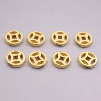 Подлинная Подвеска из желтого золота 24K маленького размера, 3D полый кулон с монетами, 0,17-0,19 г, 1 шт.