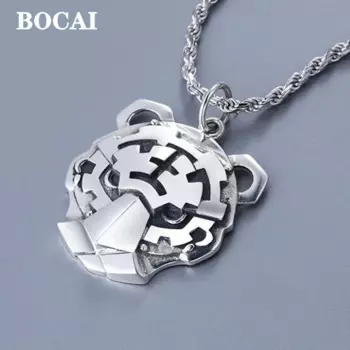 Подвеска BOCAI из настоящего серебра S925 пробы для мужчин, властный кулон короля леса, тигра, модный подарок на удачу, Прямая поставка