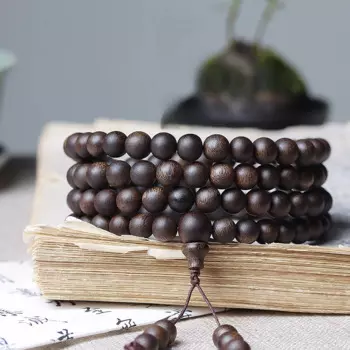 Погружной Бруней черный браслет Kyara Agarwood, шахматы Nan, деревянный браслет 108 буддистское ожерелье, браслет, молитвенные бусины
