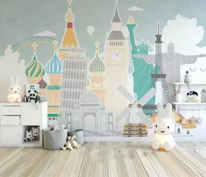 Пользовательские 3D фото обои Milofi, ручная роспись, строительные иллюстрации, настенные декоративные обои для детской комнаты