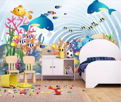 Пользовательские 3D фото обои Milofi, 3d Фэнтези Мультфильм Подводный мир, детская комната, роспись, Декоративные Настенные обои