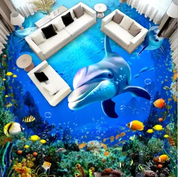 Пользовательские фотообои любого размера для гостиной, 3d напольные обои с рисунком дельфина, океана, 3d-пол