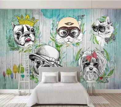 Пользовательские обои, 3d фрески, ручной рисунок, животные, кошка, собака, Мультяшные обои, задний фон для телевизора, декоративная картина, 3d обои