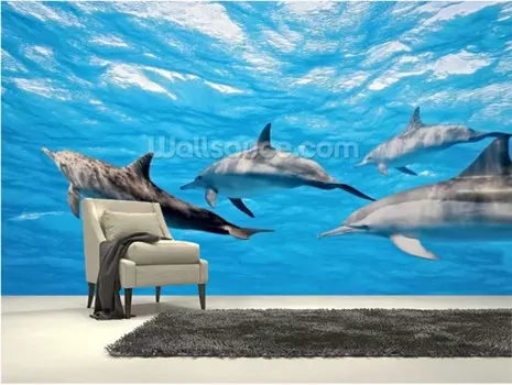 Пользовательские обои для детей с дельфином, 3D-обои с дельфином для детской комнаты, гостиной, кухни, настенные ПВХ обои