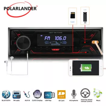 PolarLander 1 Din автомобильный радиоприемник 12 В mp3-плеер Быстрая зарядка Громкая связь Bluetooth микрофон двойной USB цифровой стерео FM-радио