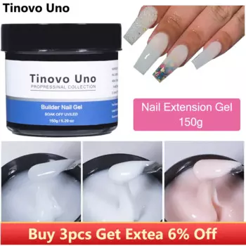 Полигель Tinovo Uno для французского маникюра, УФ-гель для наращивания ногтей, 150 г, белый, Кристальный, розовый Полиакриловый гель для дизайна ногтей