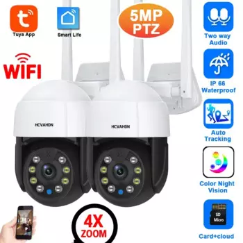 Полноцветная Wi-Fi IP-камера ночного видения снаружи 5MP Tuya Smart Life с автоматическим отслеживанием Беспроводная PTZ-камера видеонаблюдения