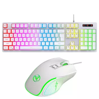 Полноразмерная Проводная офисная игровая клавиатура RGB, мышь, набор 104 клавиш для компьютера, ПК, ноутбука, черный, белый, Highend L200