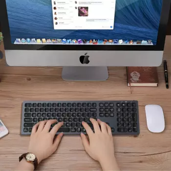 Полноразмерная серая алюминиевая беспроводная клавиатура usb-c, компьютерная клавиатура для телефона