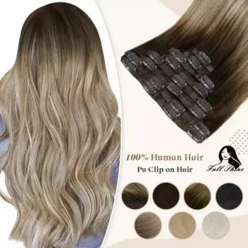 Полный блеск Бесшовные заколки для наращивания волос Remy Человеческие волосы 8 шт. 100 г и 80 г Наращивание волос Ombre Blonde Color PU Clip Hair