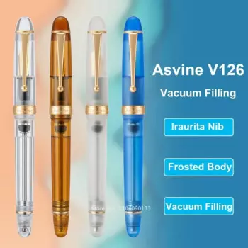 Популярная Asvine V126 вакуумная заполняющая перьевая ручка EF/F/M Nib, красивая прозрачная коричневая/матовая синяя, белая акриловая ручка для письма, новый набор