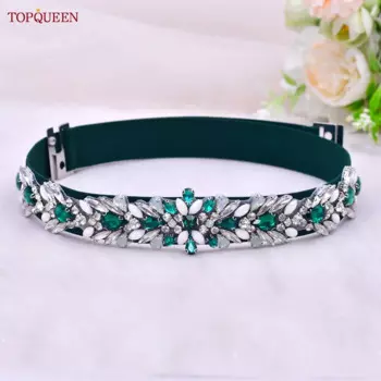 Пояс TOPQUEEN S476-B Женский, эластичный пояс с драгоценным камнем, модный роскошный пояс
