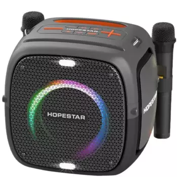 Портативная беспроводная Bluetooth-Колонка HOPESTAR, 80 Вт, высокомощный стерео двойной микрофон, уличный домашний сабвуфер для караоке, RGB-проектор