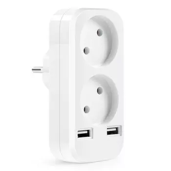 Портативная европейская розетка с двумя USB-портами