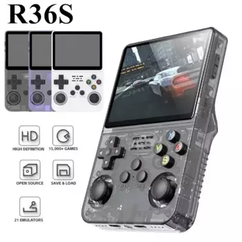Портативная игровая консоль R36S в стиле ретро с открытым исходным кодом, операционная система Linux, 3,5 дюймовый IPS экран, портативный карманный видеоплеер, игры R35S 64 ГБ