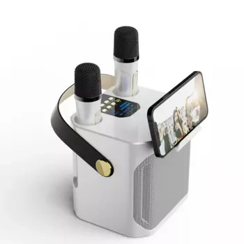 Портативная колонка высокой мощности для караоке, Bluetooth, 360 стерео, водонепроницаемый беспроводной сабвуфер с двойным микрофоном, бумбокс