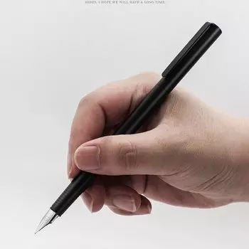 Портативная серебряная черная перьевая ручка из нержавеющей стали