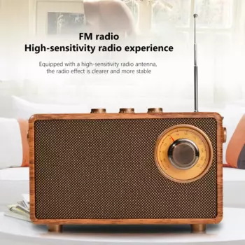 Портативное FM-радио в стиле ретро, деревянные беспроводные Bluetooth-колонки, Поддержка U-диска, вставка, Tf-карта, украшение для дома, спальни, прикроватного столика