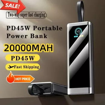 Портативные аккумуляторы питания на 20000 мАч PD45W, двусторонняя быстрая зарядка, внешний аккумулятор с ЖК-дисплеем и цифровым дисплеем для ноутбука Iphone Xiaomi