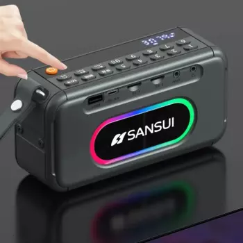 Портативные беспроводные bluetooth-колонки SANSUI F30, FM-радио, mp3-плеер 16 Вт, громкий сабвуфер с RGB-подсветкой