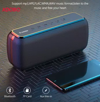Портативные Bluetooth-колонки XDOBO X8, 60 Вт, беспроводной водонепроницаемый бас-сабвуфер, 6600 мАч, функция TWS, поддержка TF/AUX